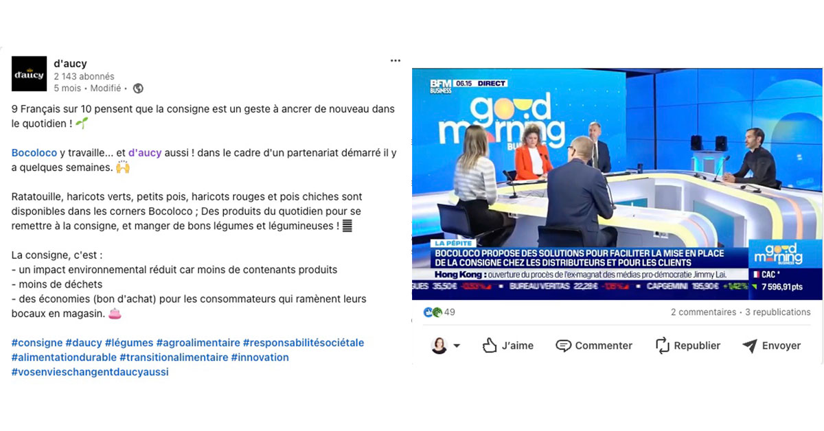 Capture d'écran d'un post Linkedin fait par l'Agence Belle Nouvelle pour d'aucy